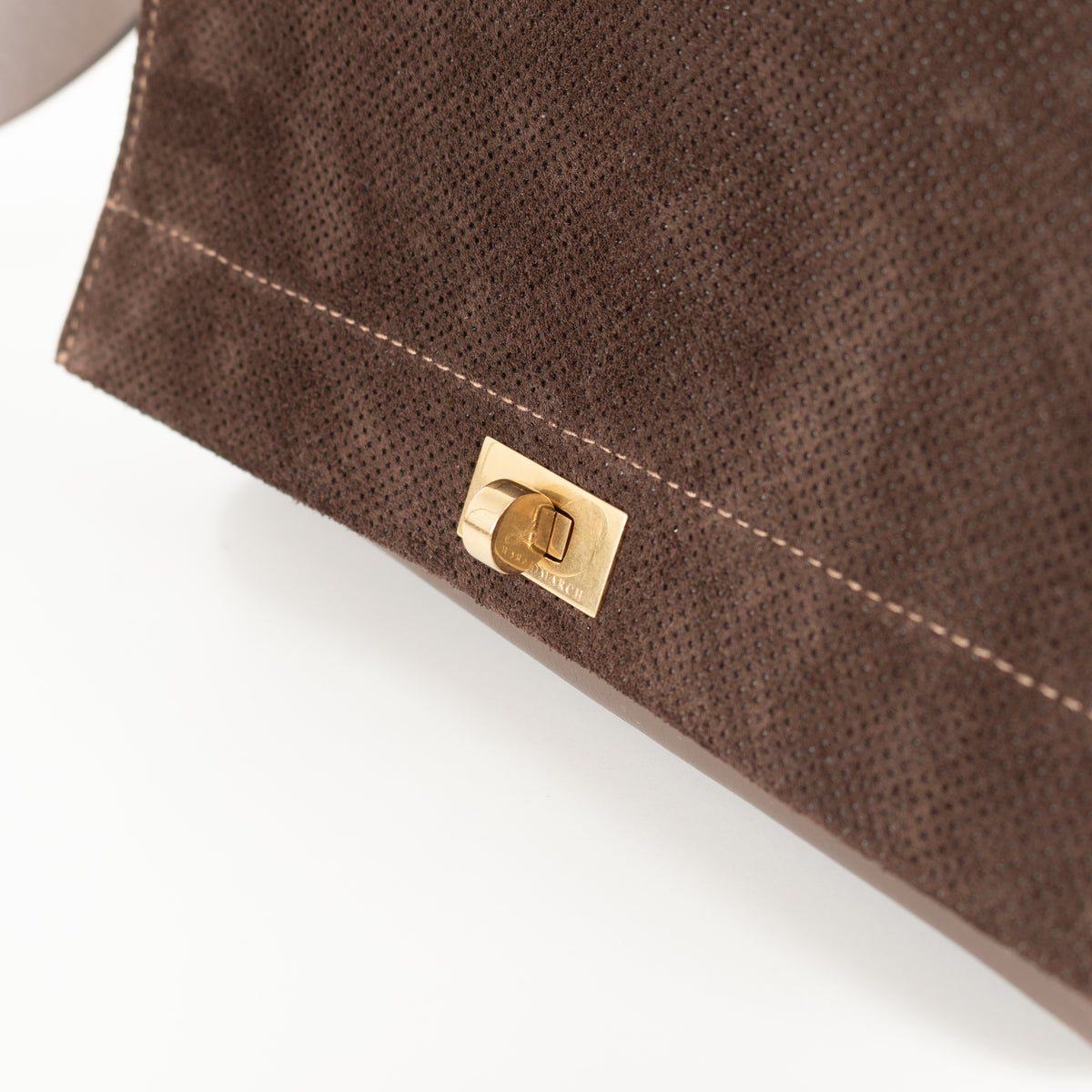 Anya Hindmarch Brown Mortimer Perforted Suede Flap Bag