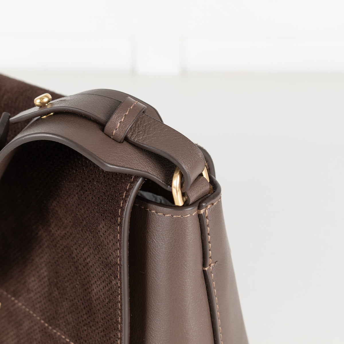 Anya Hindmarch Brown Mortimer Perforted Suede Flap Bag