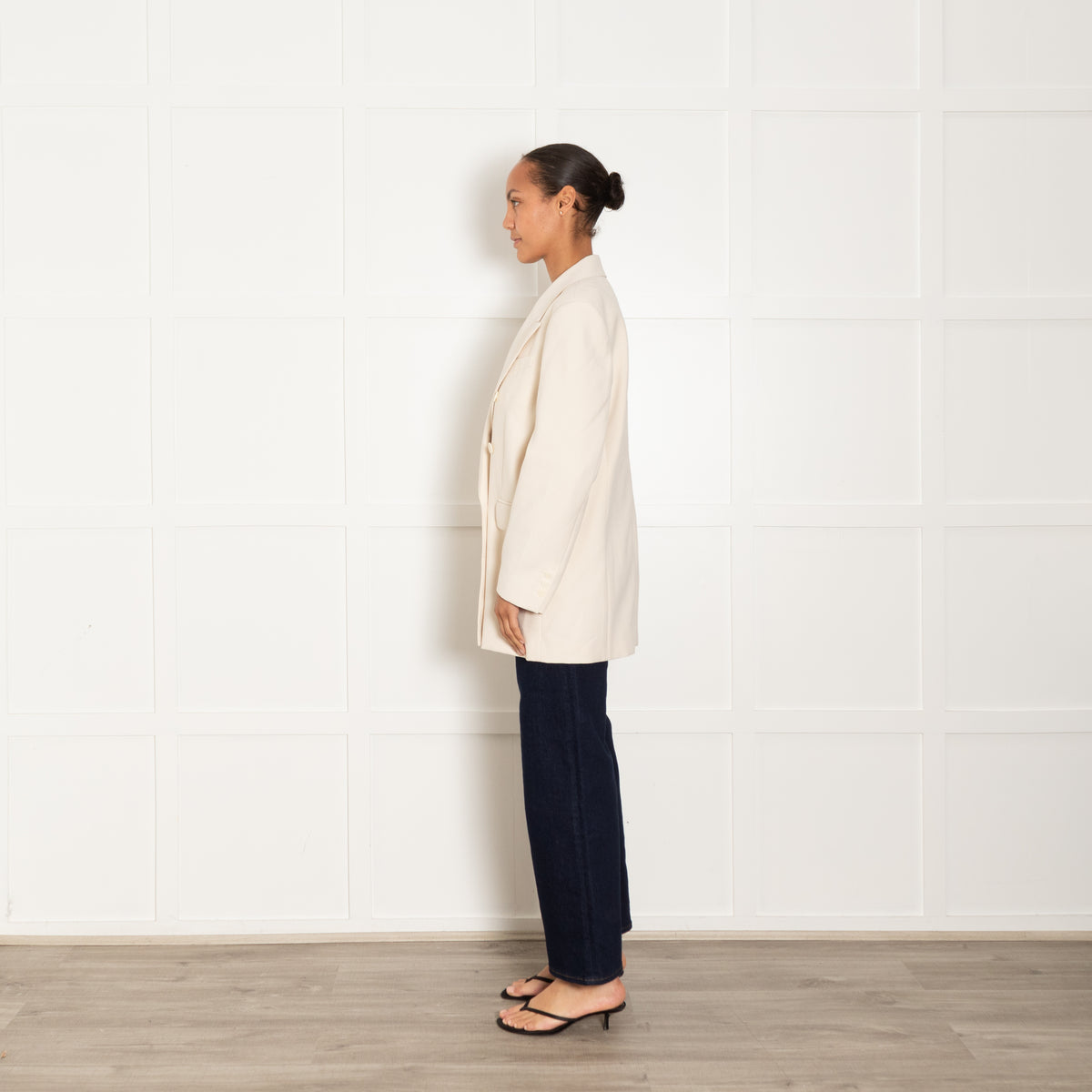 Sandro Cream Double Breasted Oversized Blazer