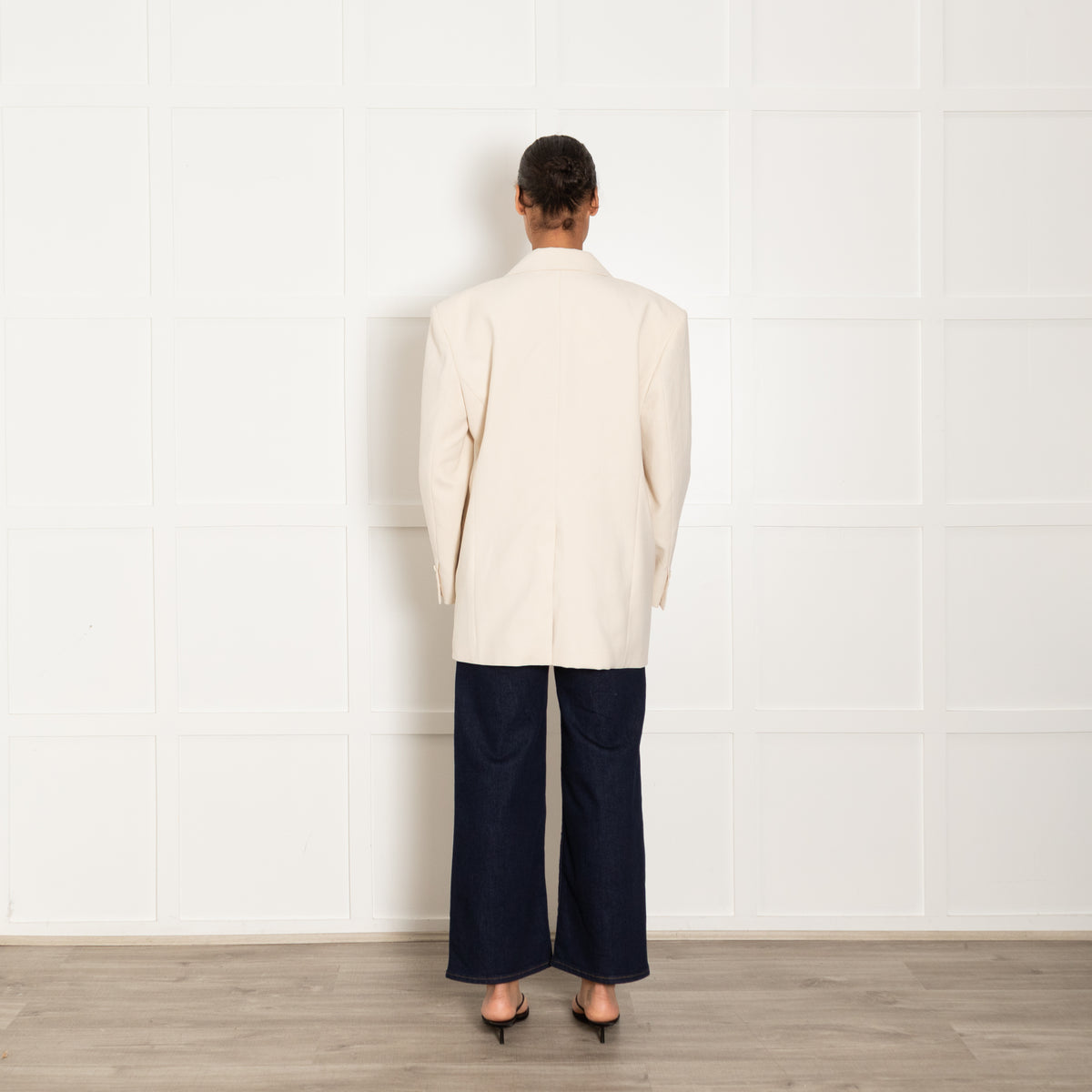 Sandro Cream Double Breasted Oversized Blazer