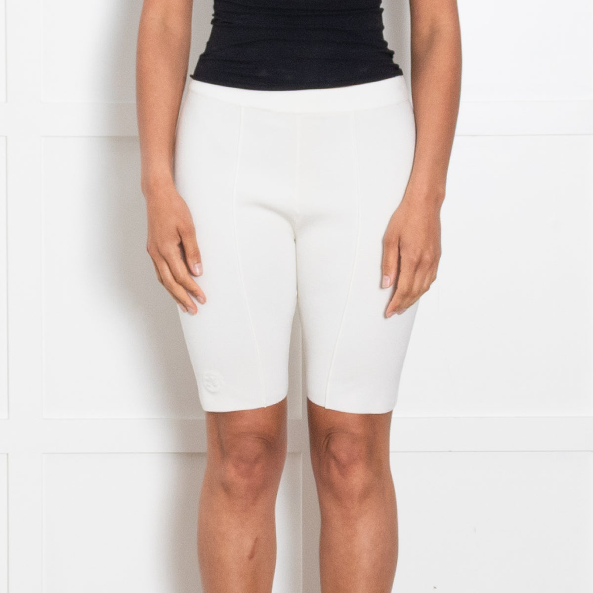 Sandro Cream Stretch Knit Cycling Shorts