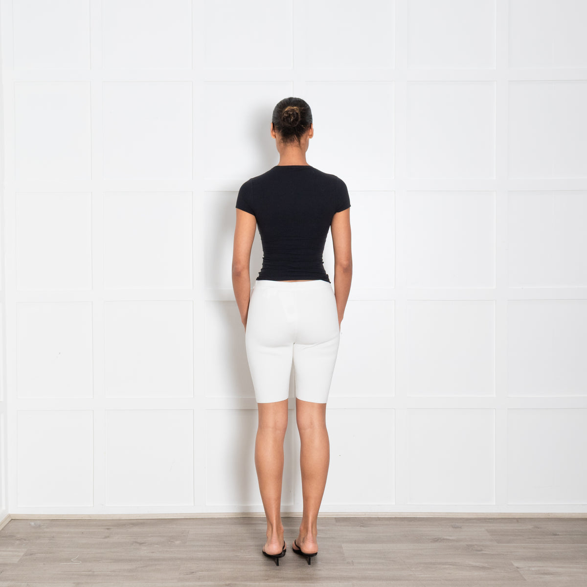 Sandro Cream Stretch Knit Cycling Shorts