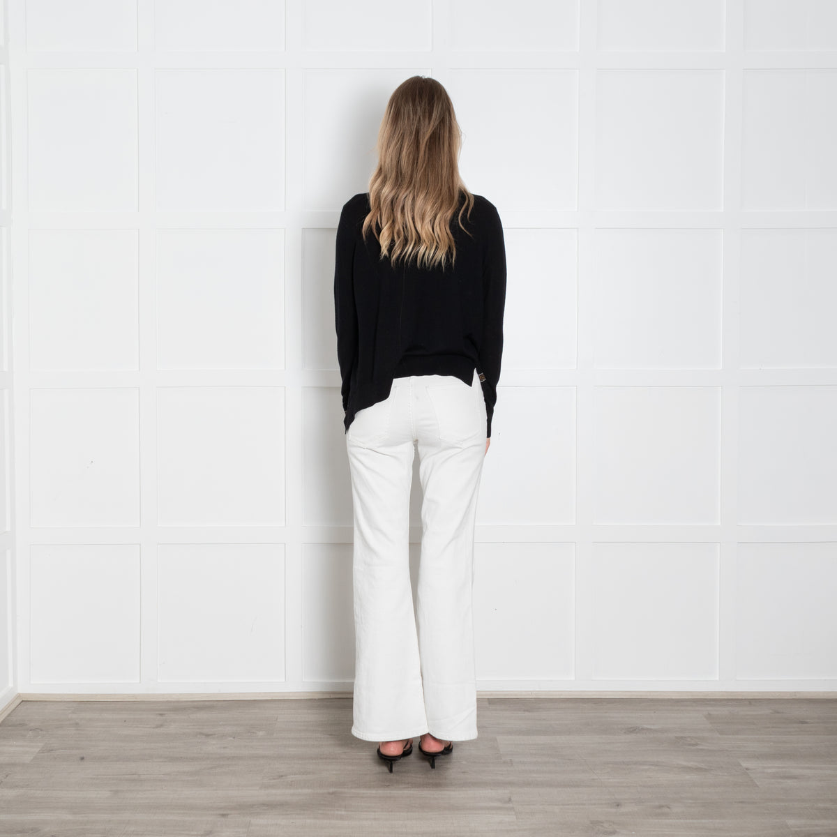 Dorothee Schumacher Black Fine Knit Boxy Cardigan with Lurex Hem