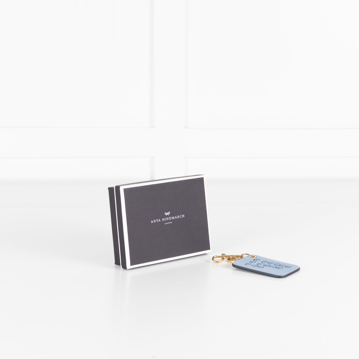 Anya Hindmarch Character Charm I Think I Love You Blue Leather Keyring