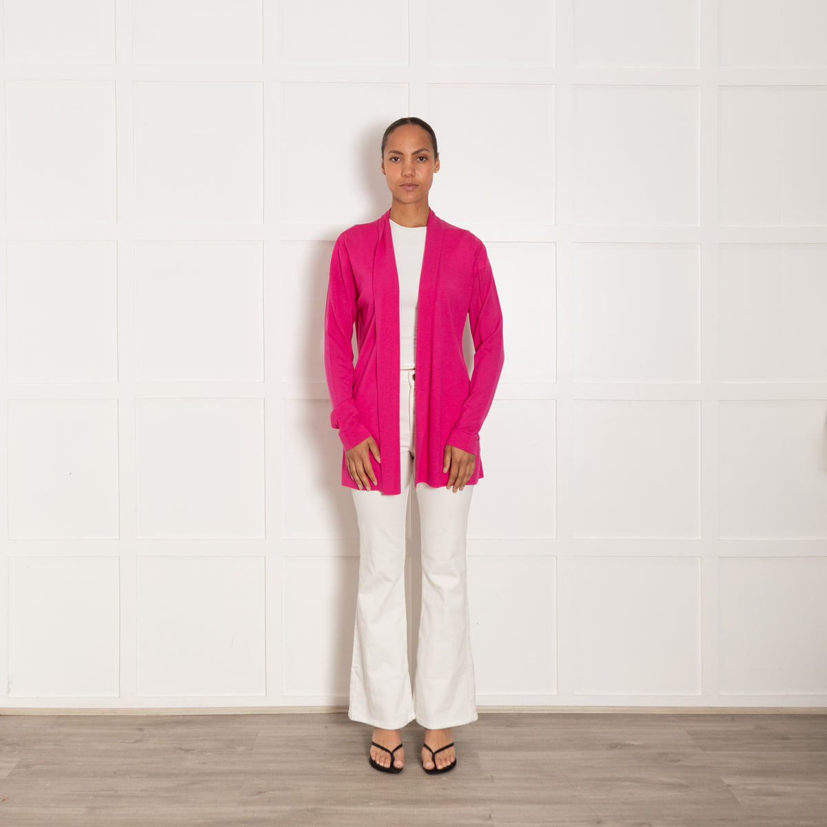 Escada Hot Pink Wool & Silk Mix L/Sleeve Cardigan