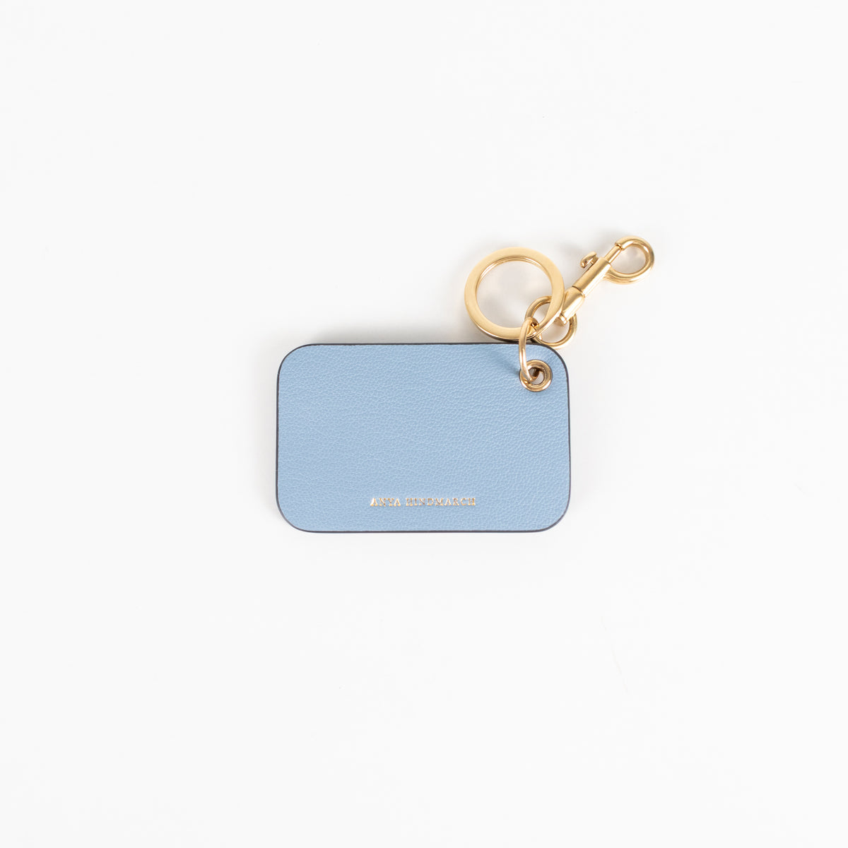 Anya Hindmarch Character Charm I Think I Love You Blue Leather Keyring