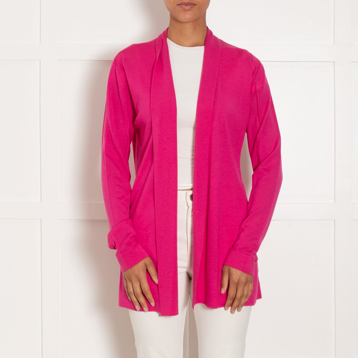 Escada Hot Pink Wool & Silk Mix L/Sleeve Cardigan