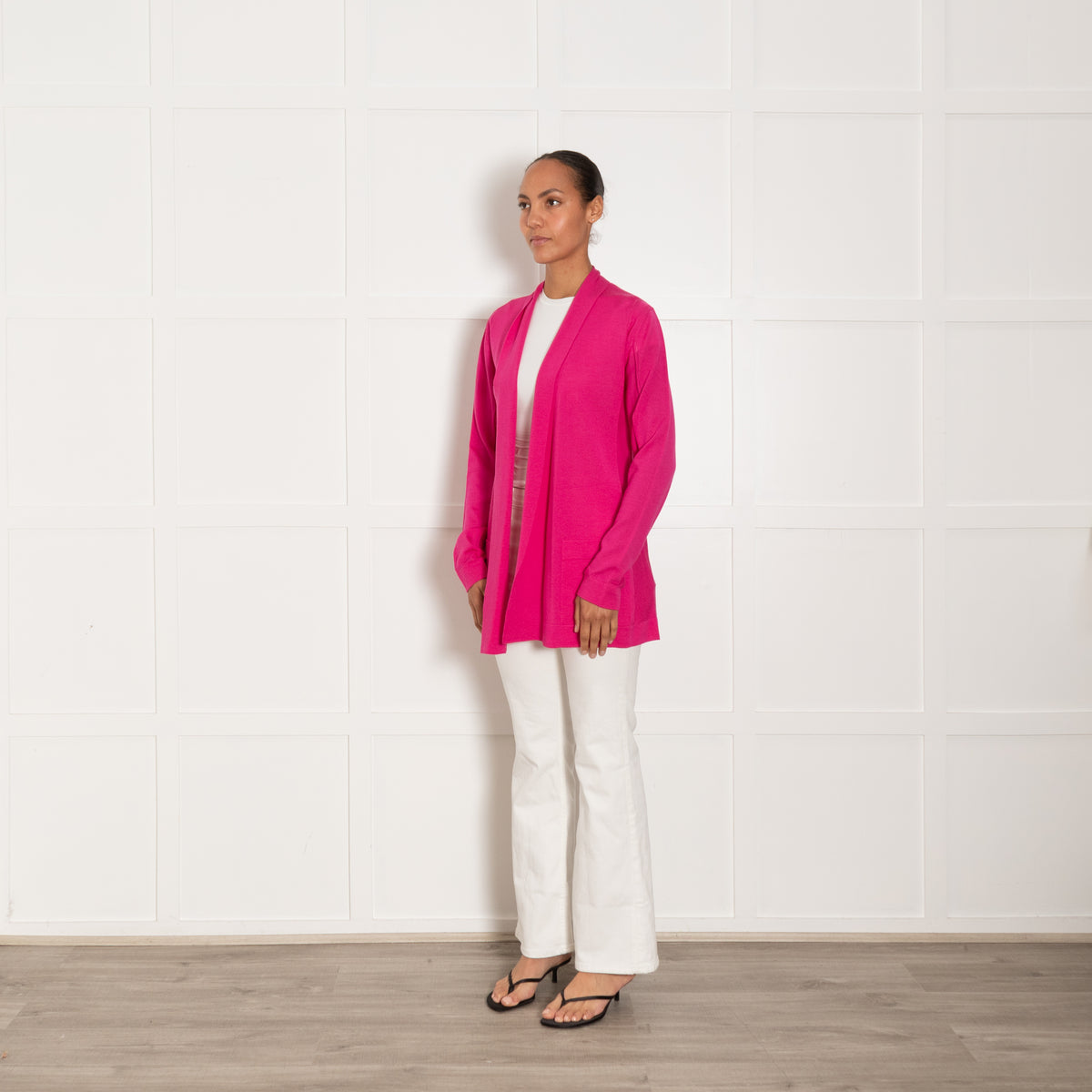 Escada Hot Pink Wool & Silk Mix L/Sleeve Cardigan