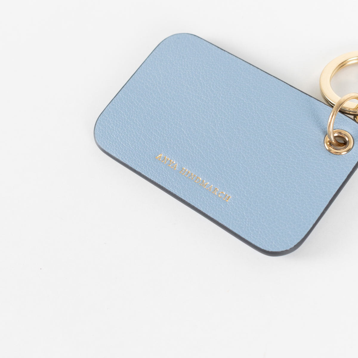 Anya Hindmarch Character Charm I Think I Love You Blue Leather Keyring