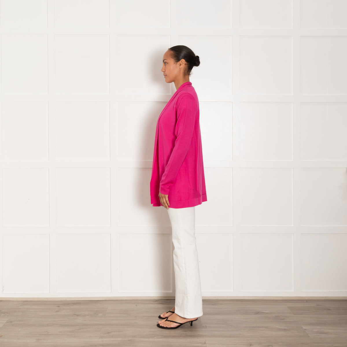 Escada Hot Pink Wool & Silk Mix L/Sleeve Cardigan