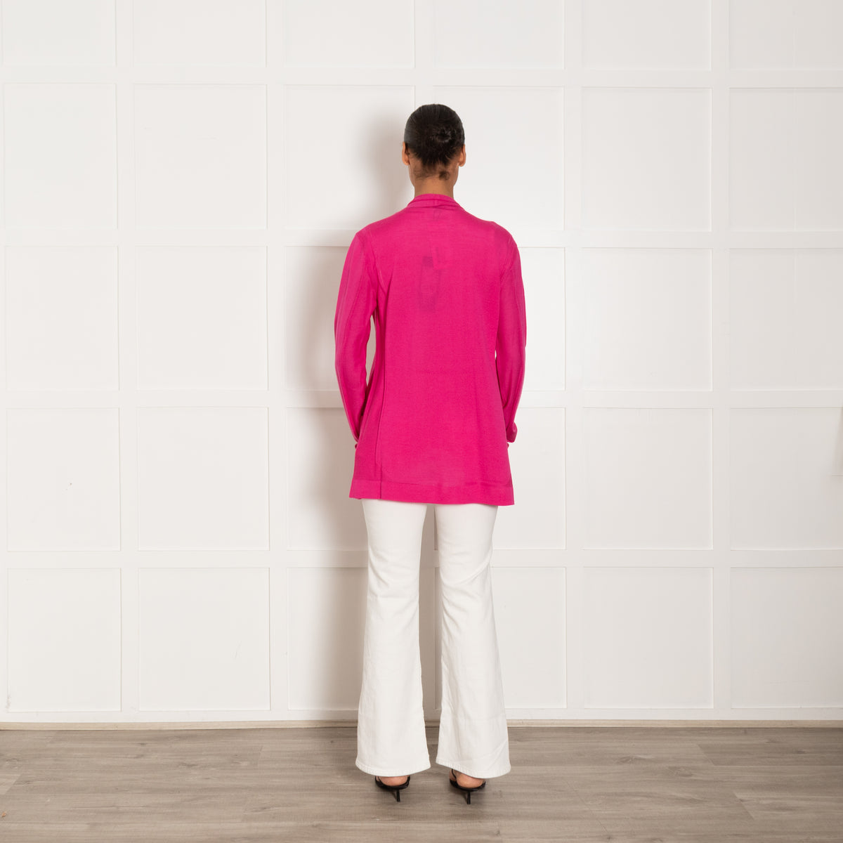 Escada Hot Pink Wool & Silk Mix L/Sleeve Cardigan