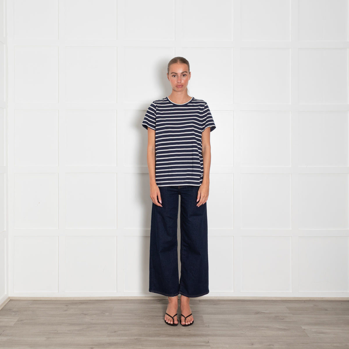 Allude Navy White Stripes T Shirt