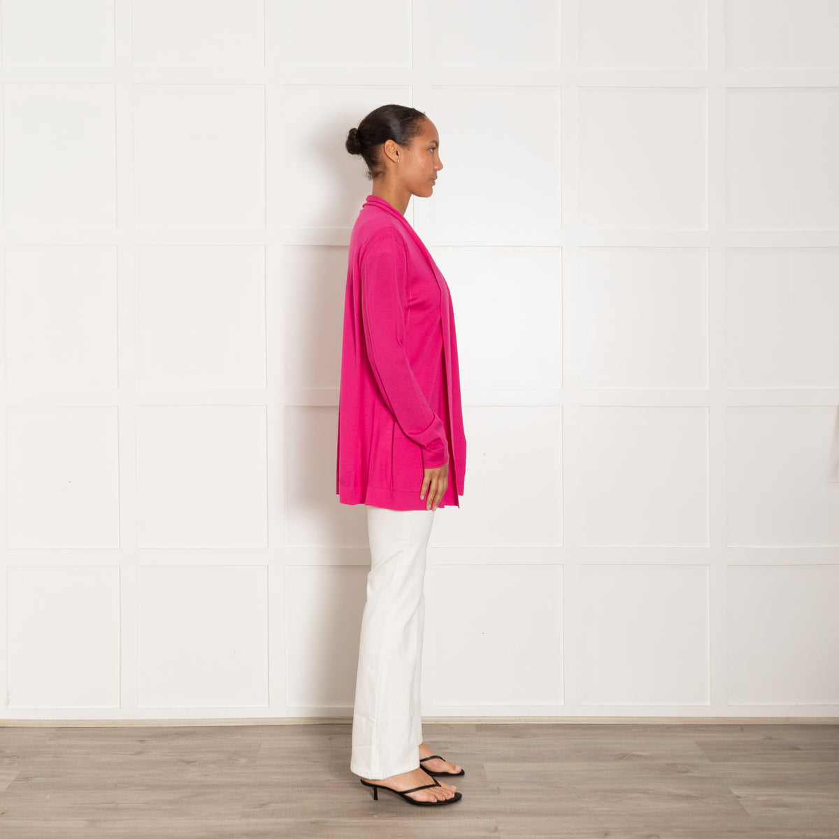 Escada Hot Pink Wool & Silk Mix L/Sleeve Cardigan