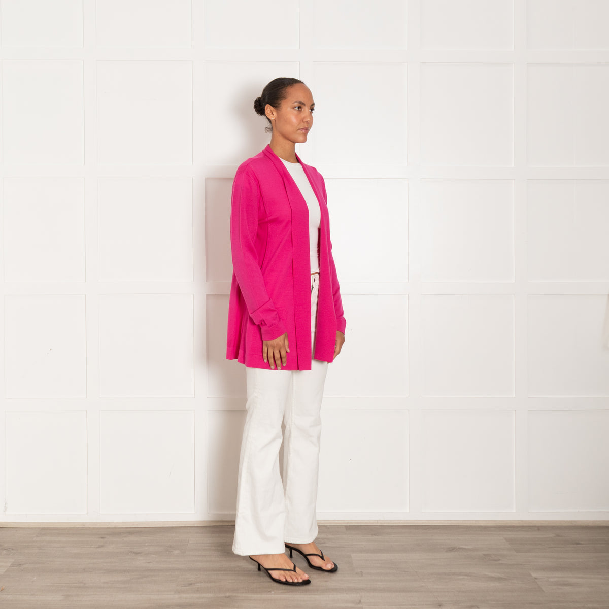Escada Hot Pink Wool & Silk Mix L/Sleeve Cardigan