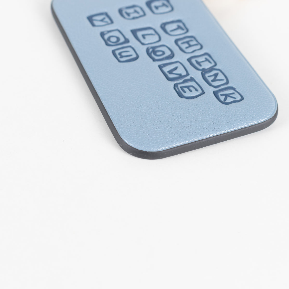 Anya Hindmarch Character Charm I Think I Love You Blue Leather Keyring