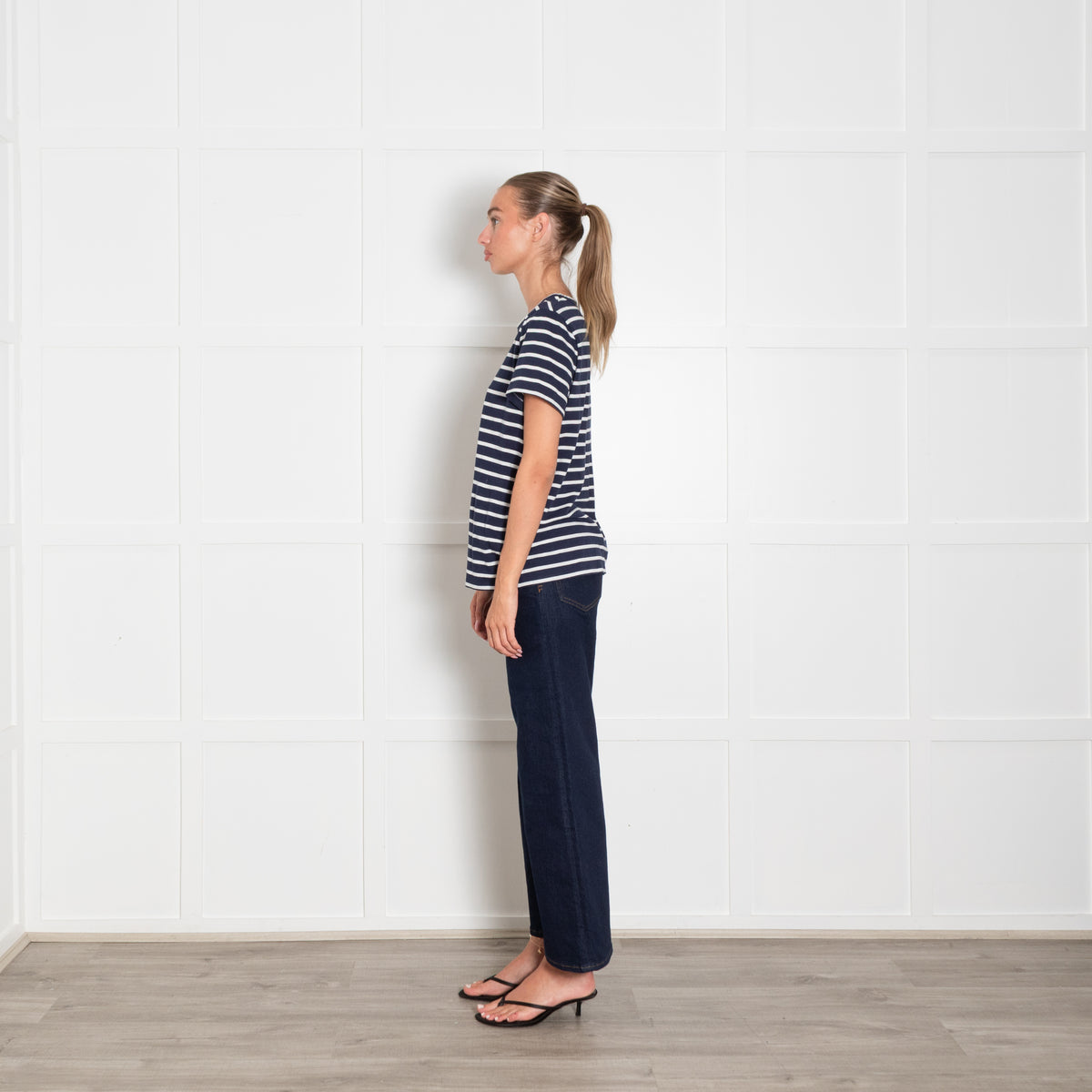 Allude Navy White Stripes T Shirt