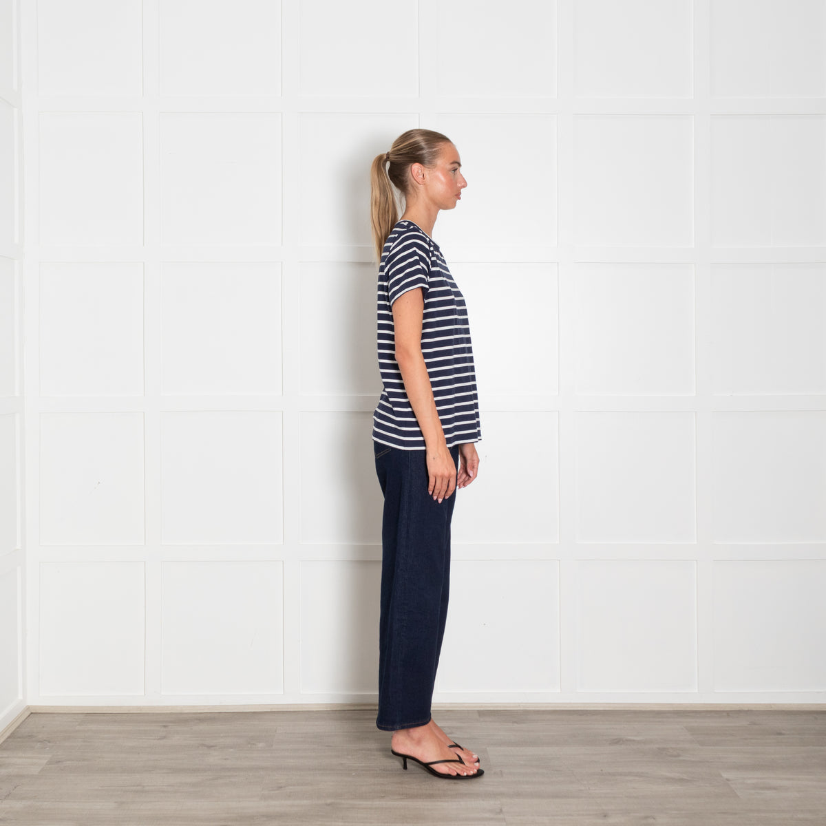 Allude Navy White Stripes T Shirt