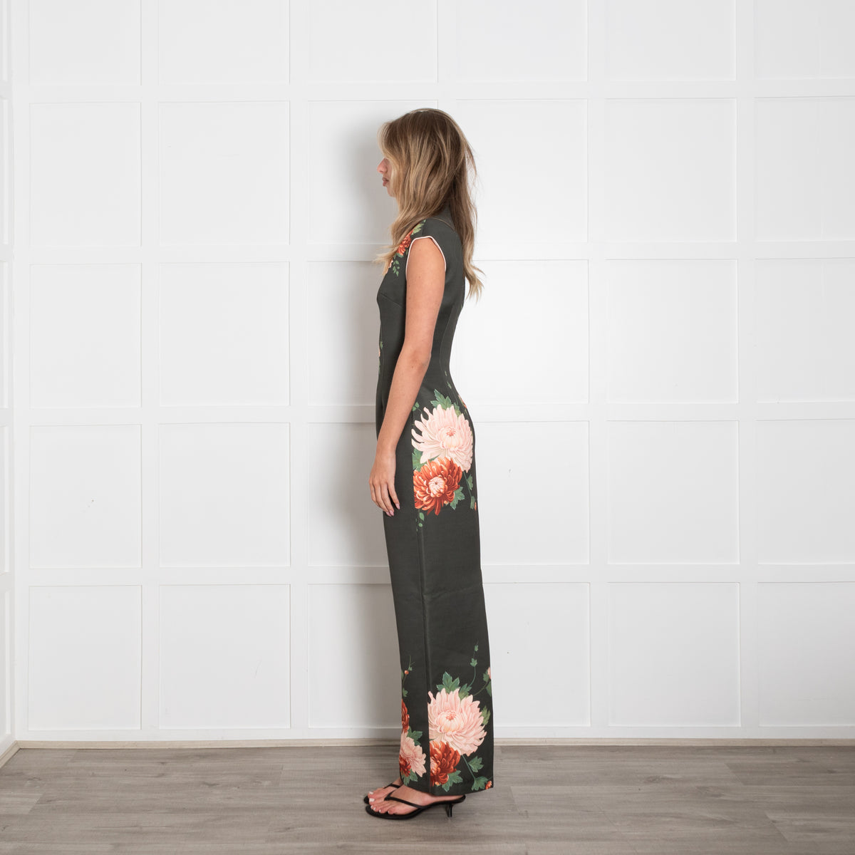 Sau Lee Green Dorit Maxi Dress in Dark Moss