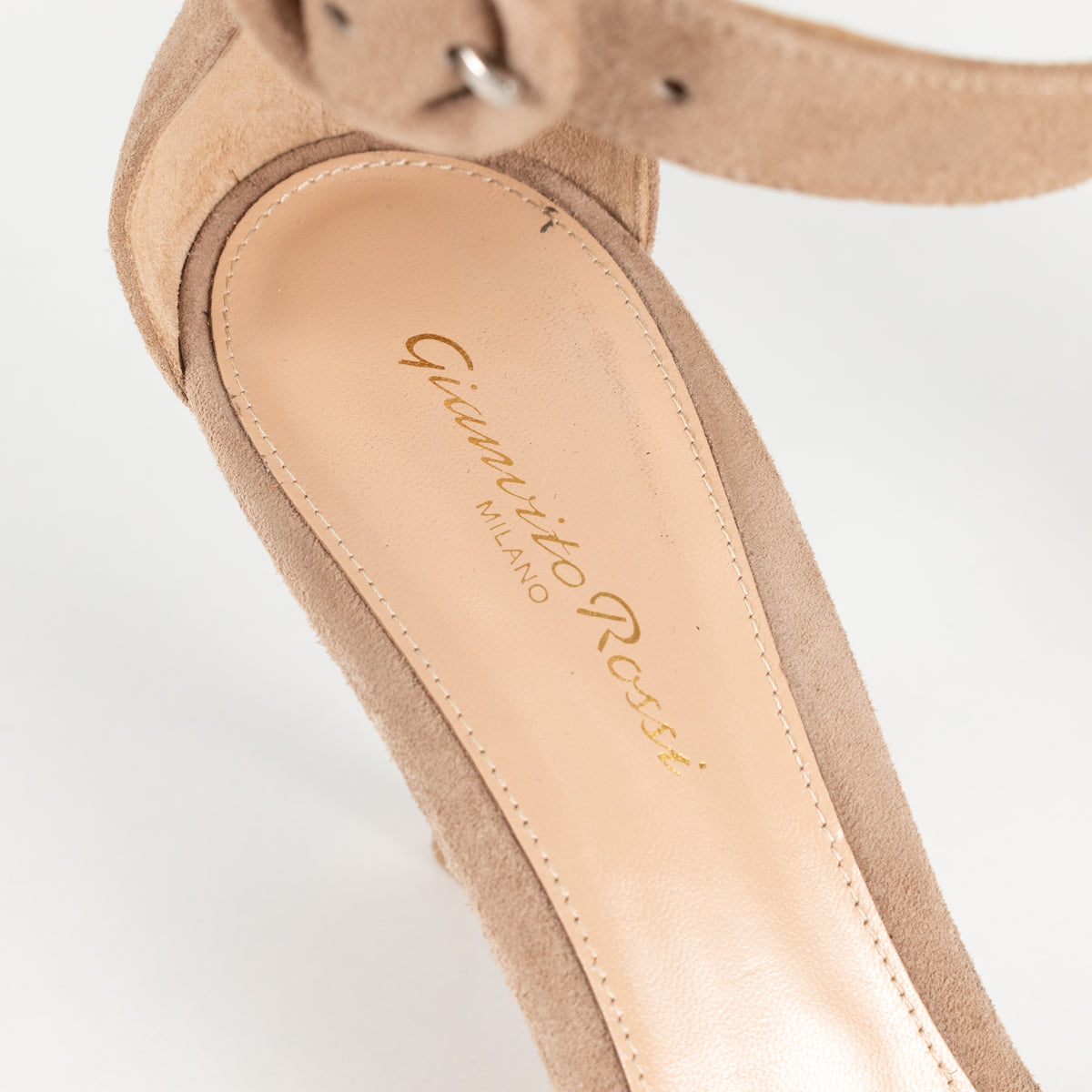 Gianvito Rossi Beige Suede Portofino Ankle Strap Sandals
