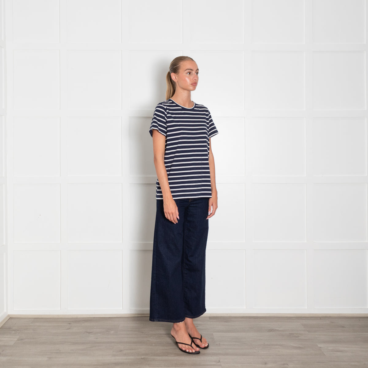 Allude Navy White Stripes T Shirt
