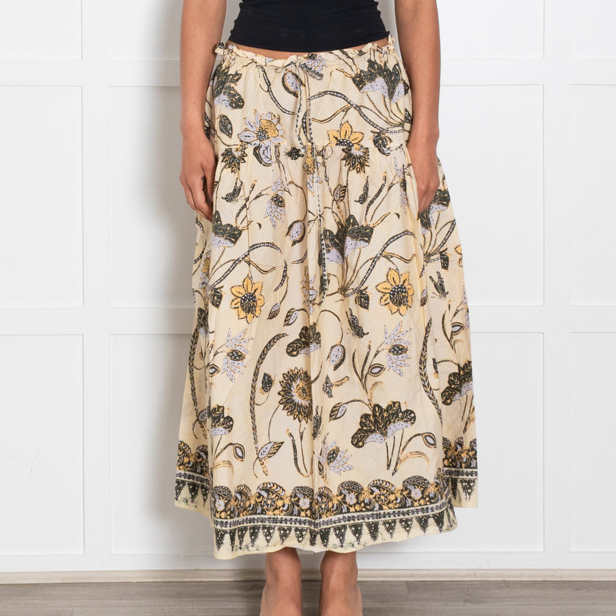 Ulla Johnson Lemonbalm Neutral Rowan Skirt  With Tie Waist