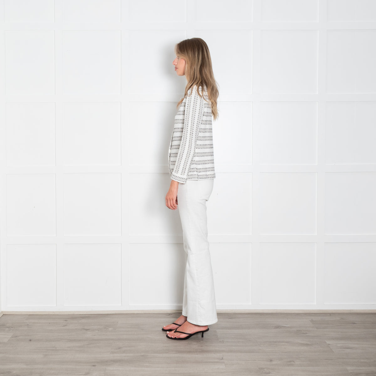 Bruno Manetti Cream and Beige Boucle Knit Jacket