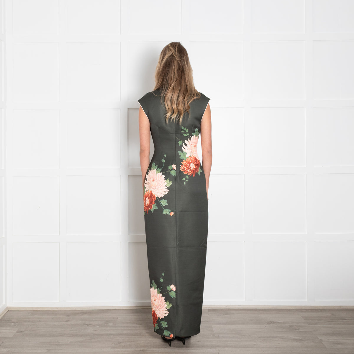 Sau Lee Green Dorit Maxi Dress in Dark Moss