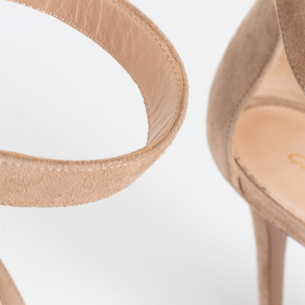 Gianvito Rossi Beige Suede Portofino Ankle Strap Sandals