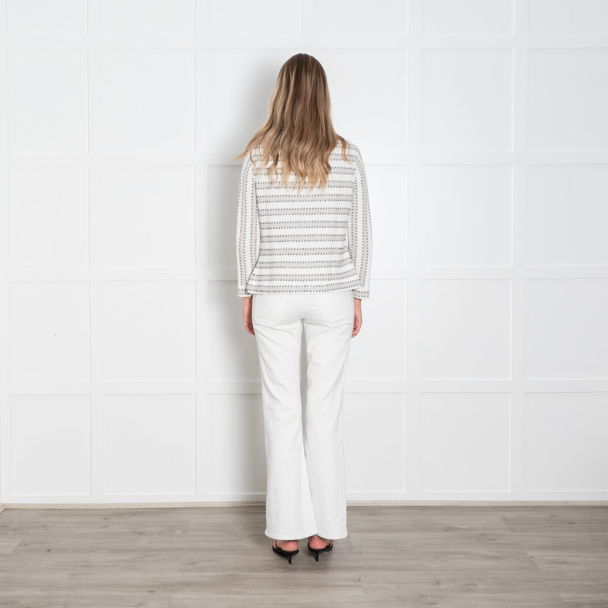Bruno Manetti Cream and Beige Boucle Knit Jacket