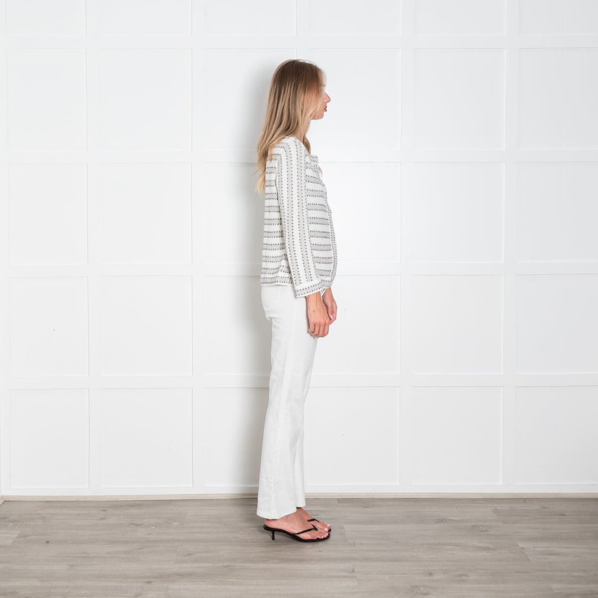 Bruno Manetti Cream and Beige Boucle Knit Jacket