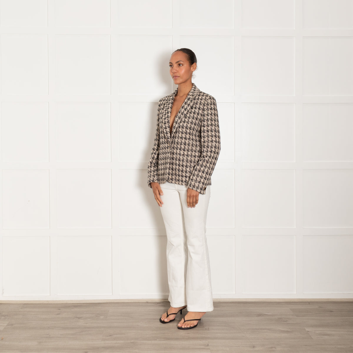 Me + Em Brown Prince Of Wales Checked Blazer