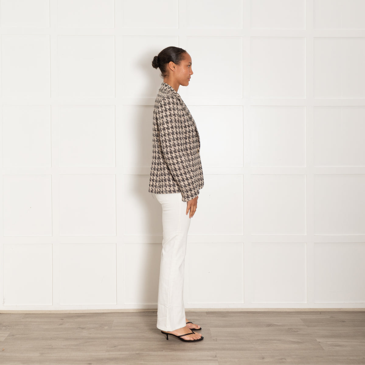 Me + Em Brown Prince Of Wales Checked Blazer