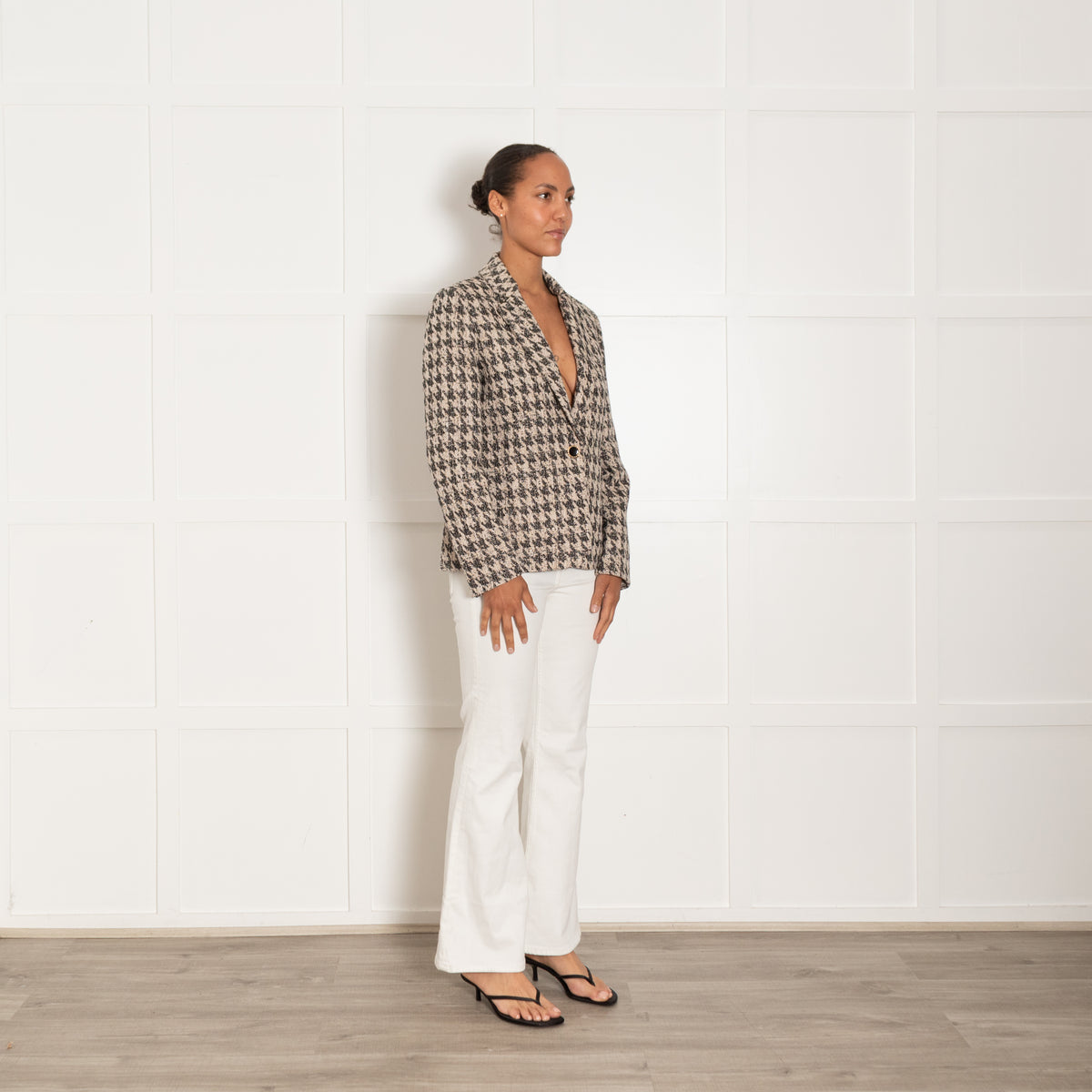 Me + Em Brown Prince Of Wales Checked Blazer