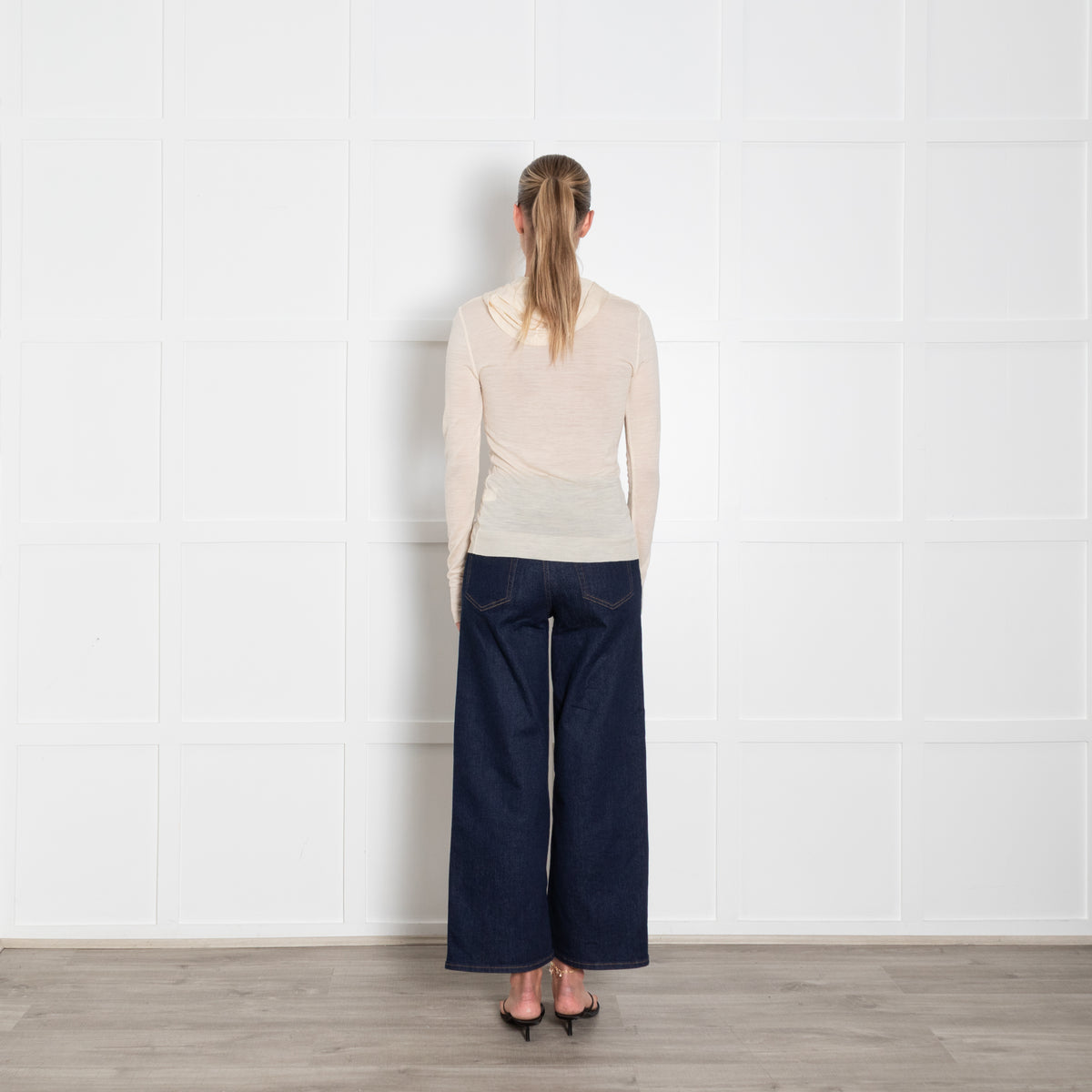Me + Em Cream Fine Knit Summer Weight Hooded Top