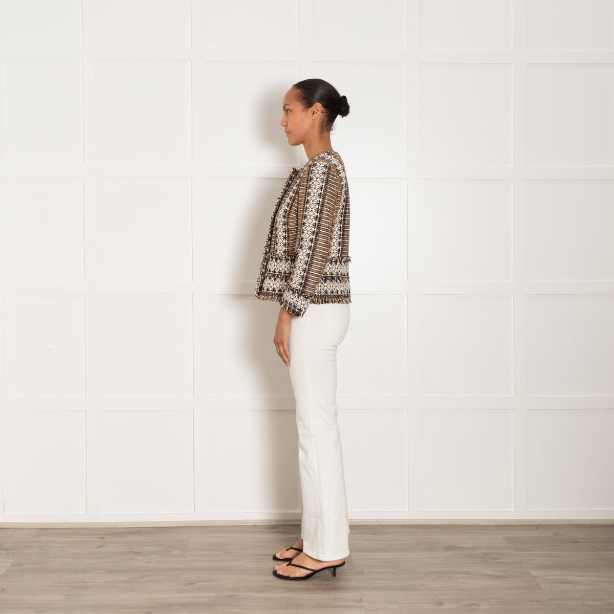 Tory Burch Brown Multi Coloured Tweed Boucle Jacket