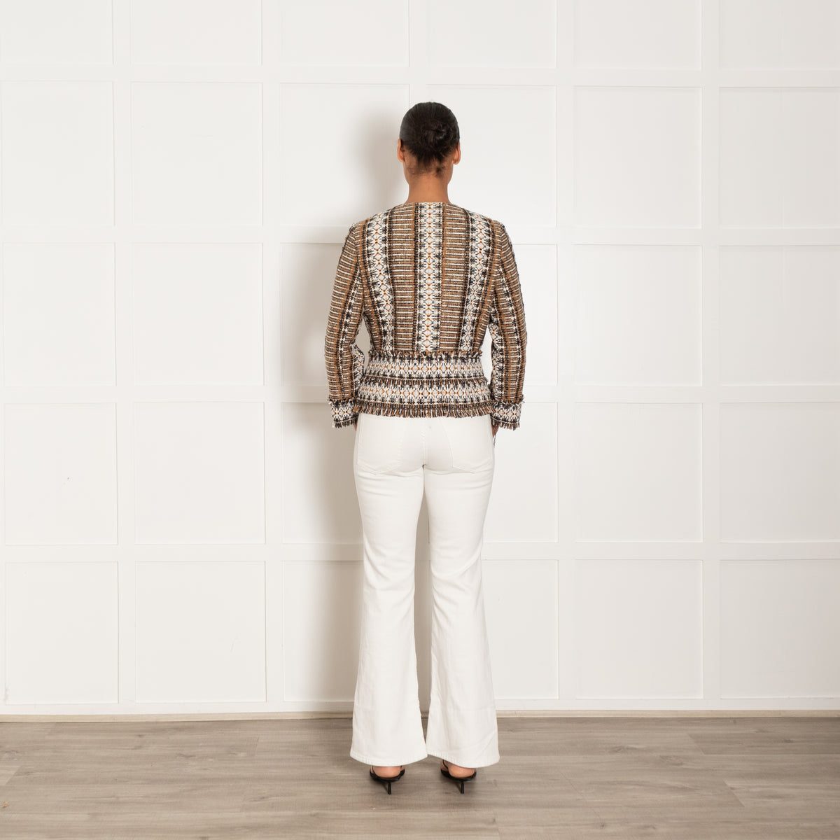 Tory Burch Brown Multi Coloured Tweed Boucle Jacket