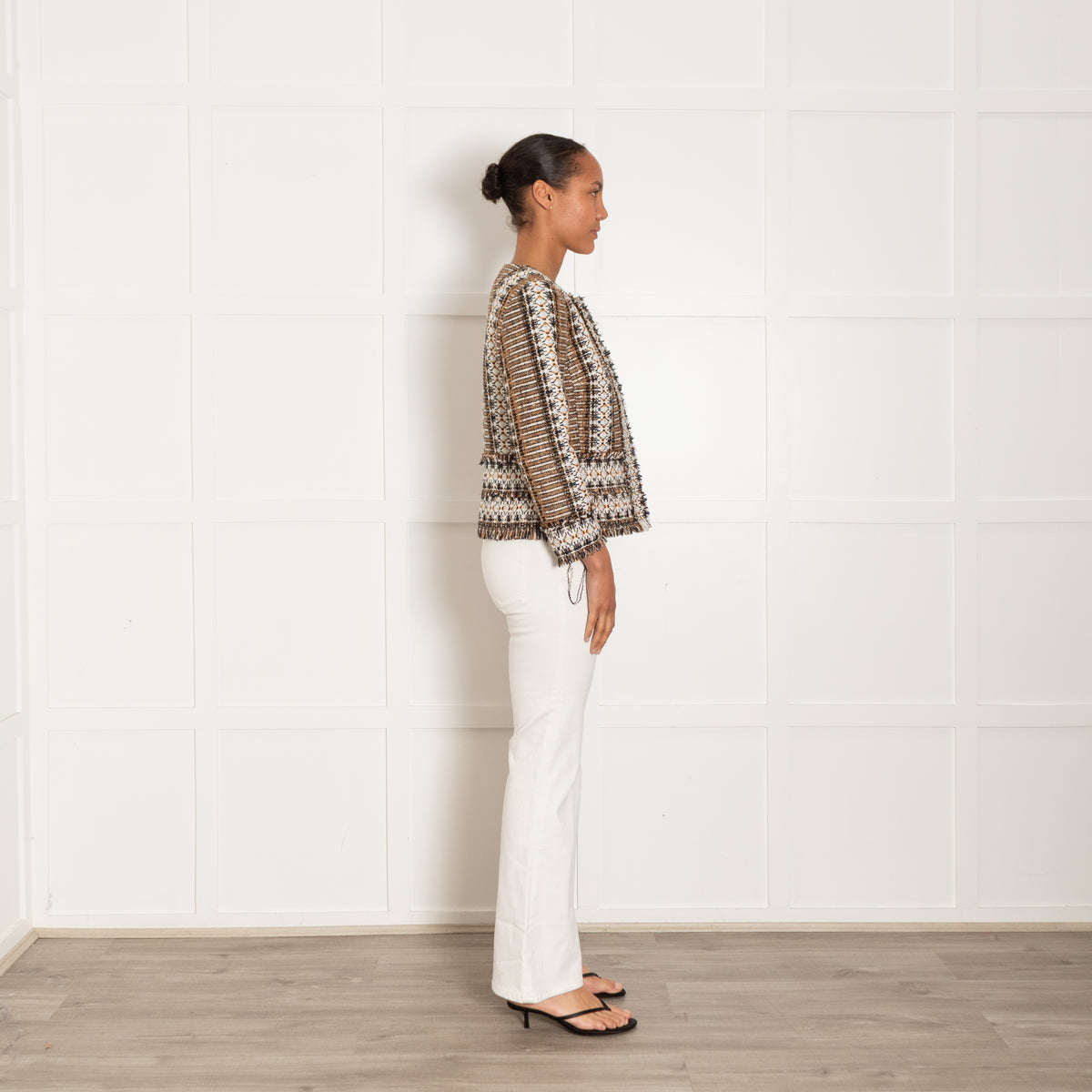 Tory Burch Brown Multi Coloured Tweed Boucle Jacket