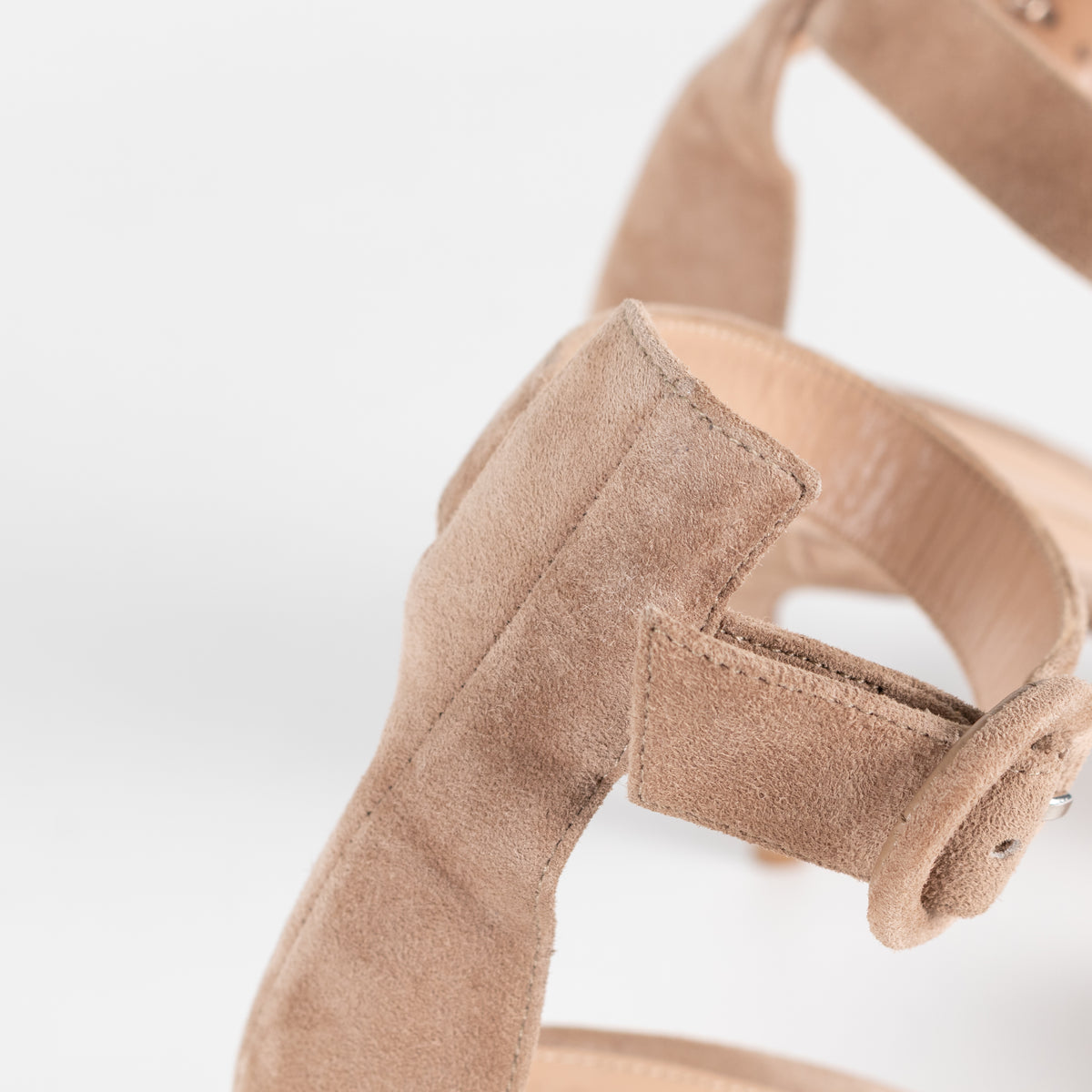 Gianvito Rossi Beige Suede Portofino Ankle Strap Sandals