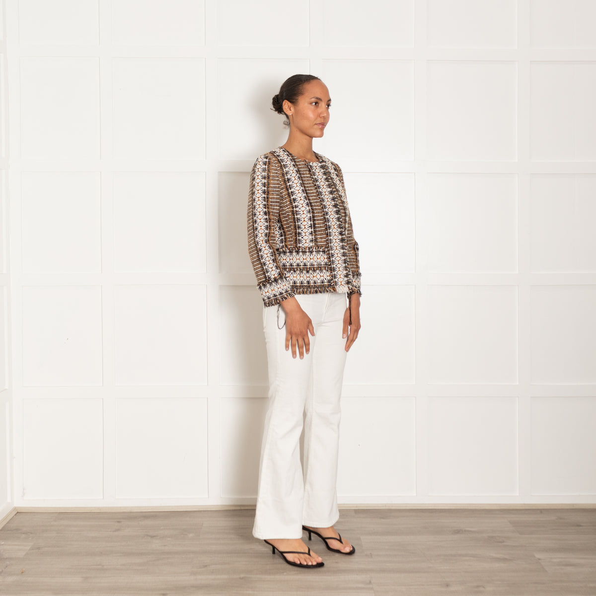 Tory Burch Brown Multi Coloured Tweed Boucle Jacket