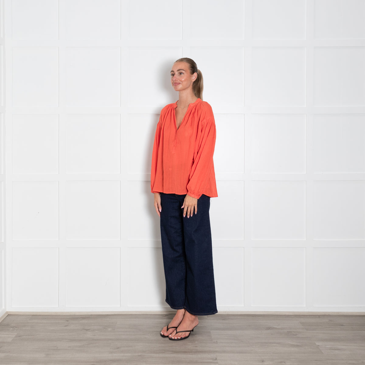 Vanessa Bruno Coral Red Stripe Blouse