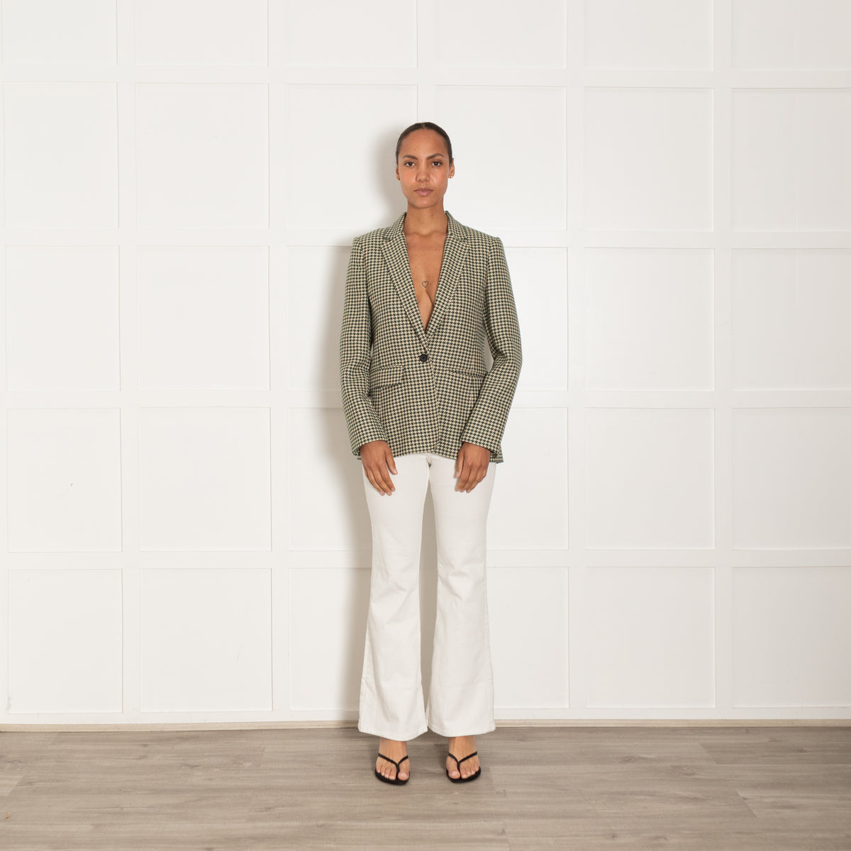 Me + Em Green Houndstooth Blazer