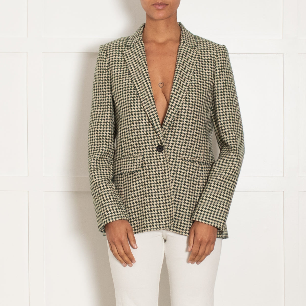 Me + Em Green Houndstooth Blazer