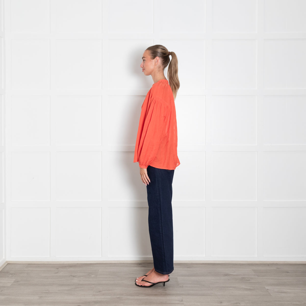 Vanessa Bruno Coral Red Stripe Blouse
