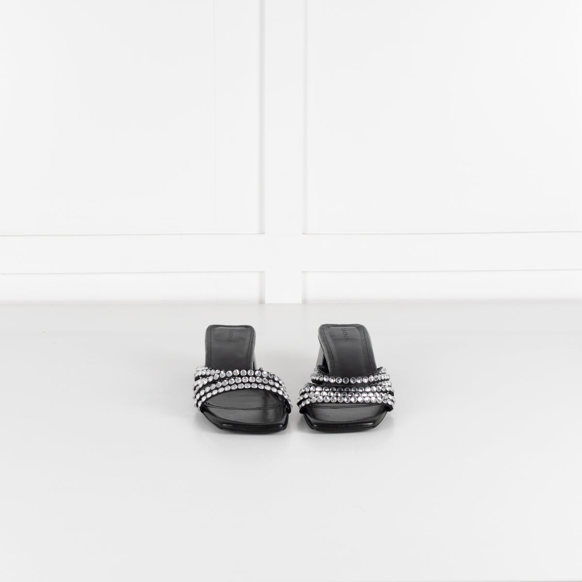 Sandro Black Crystal Embellished Leather Mules