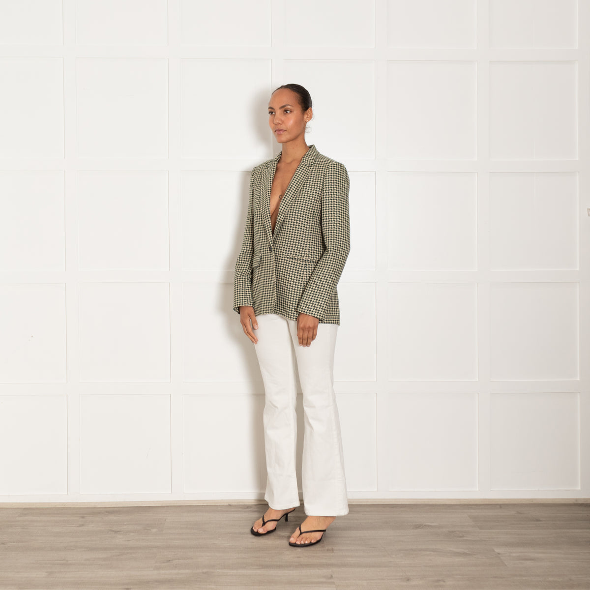 Me + Em Green Houndstooth Blazer