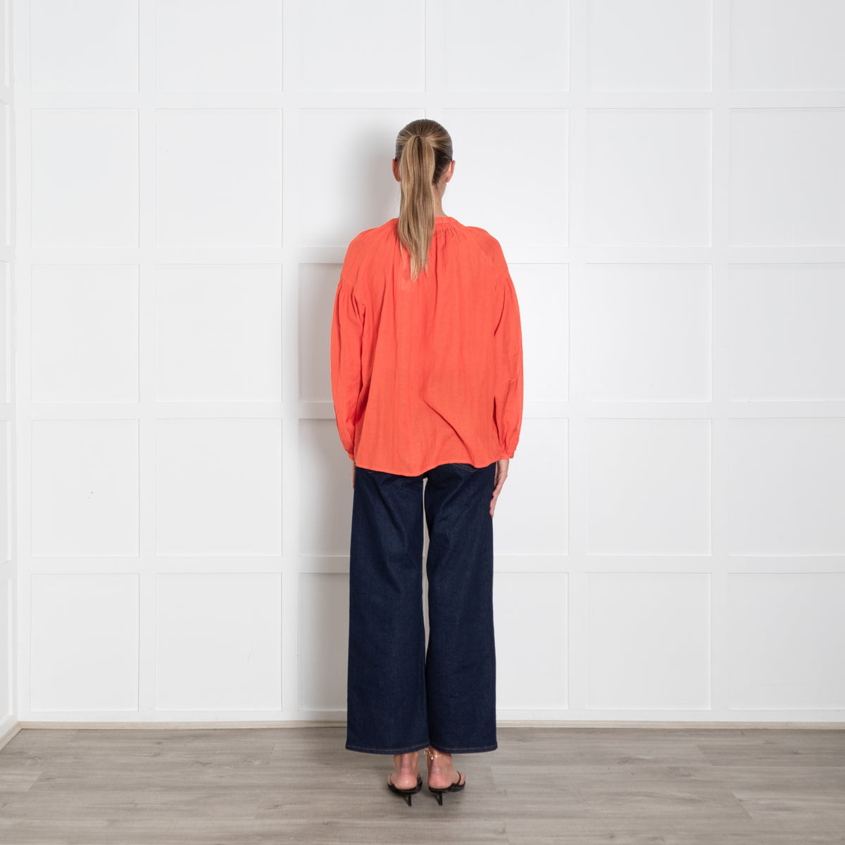 Vanessa Bruno Coral Red Stripe Blouse