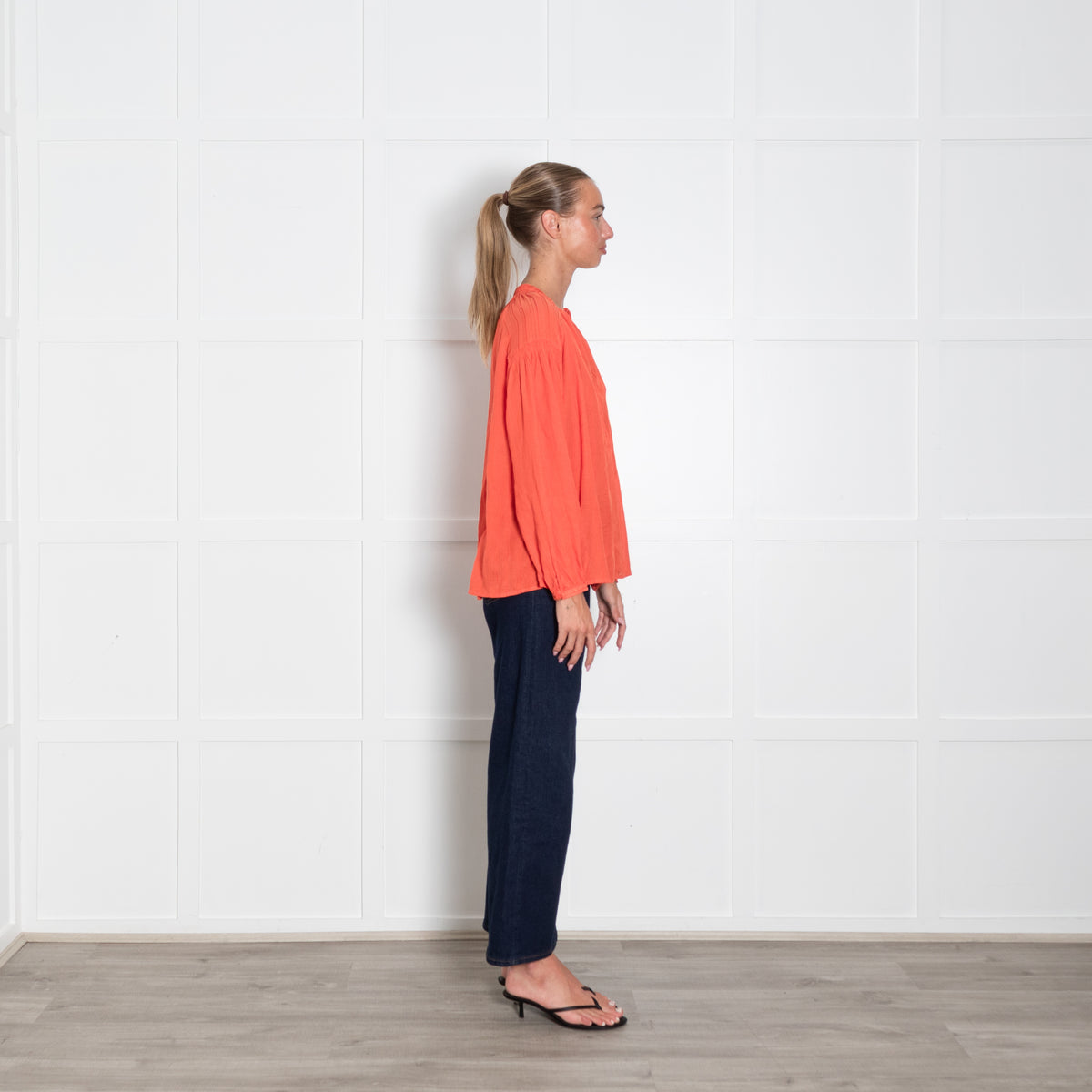 Vanessa Bruno Coral Red Stripe Blouse
