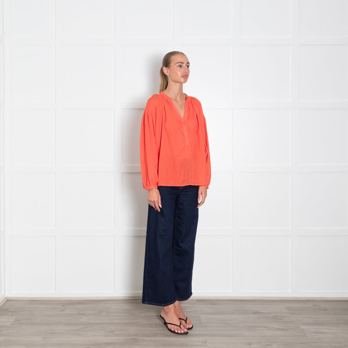 Vanessa Bruno Coral Red Stripe Blouse