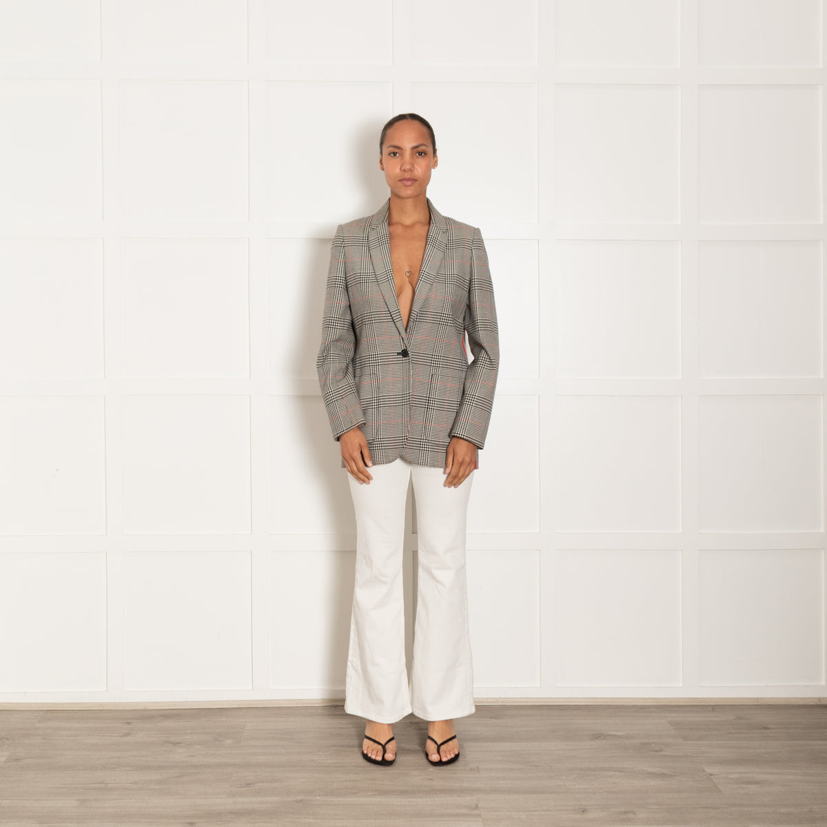 ME + EM Black And Cream Check Blazer