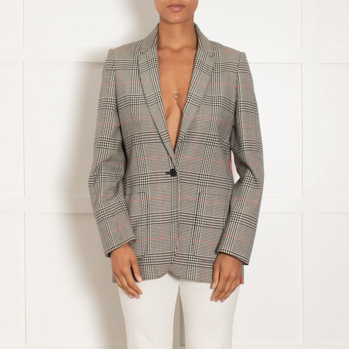 ME + EM Black And Cream Check Blazer